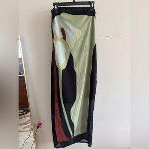 Abstract strapless dress/ maxi skirt